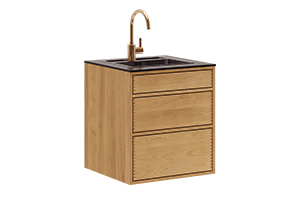 Hell geölter Tischler-Waschtischunterschrank mit push