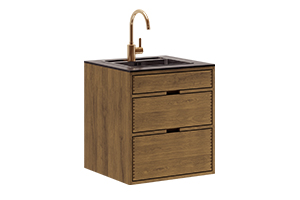 Dunkel geölte Schreiner Waschbecken mit Griffliste