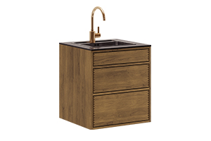 Dunkel geölte Schreiner Waschbecken mit push